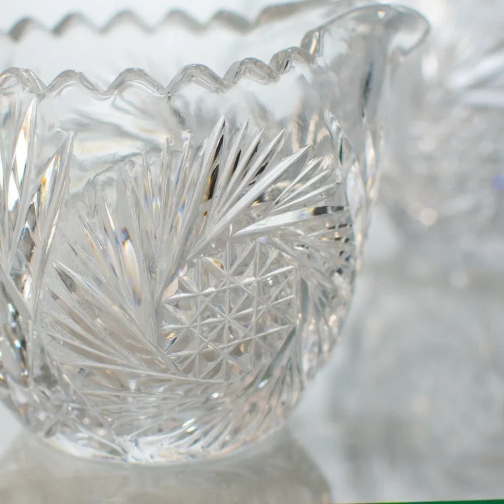 VINTAGE Pressed Glass Sugar Bowl and Creamer Set - Perfect For Coffee or Tea Set